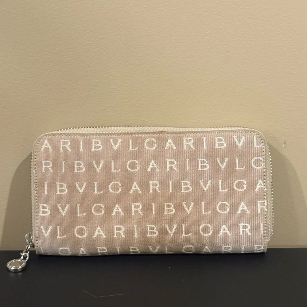 BVLGARI Logo Canvas Zip Wallet